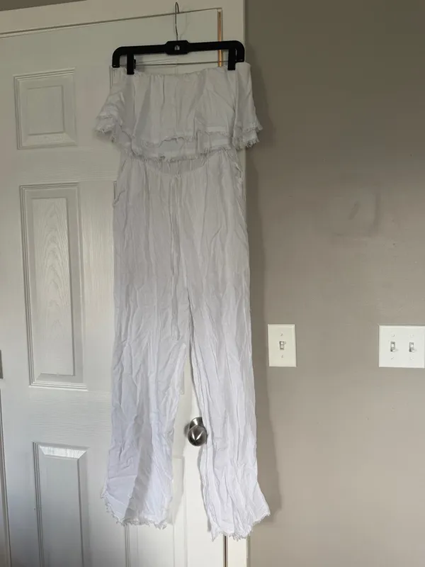 Altard State White Off Shoulder White Full Length Jumpsuit - Image 5