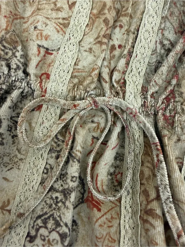Denim & Supply Ralph Lauren Corduroy Peasant Dress Lace Trim Floral Botanical - Image 10