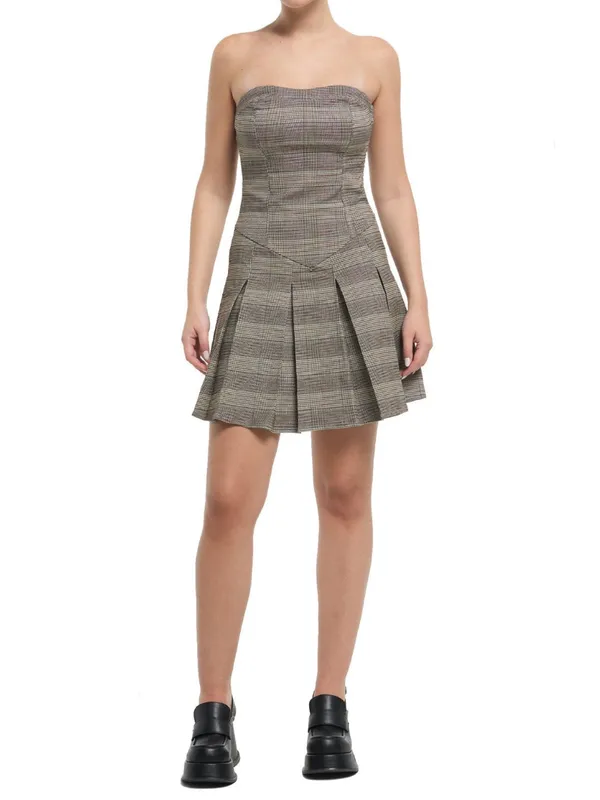 Hot Topic Strapless Plaid Pleated Mini Dress - Image 2