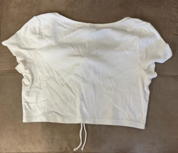 H&M White Tie Front Crop Top - Image 4