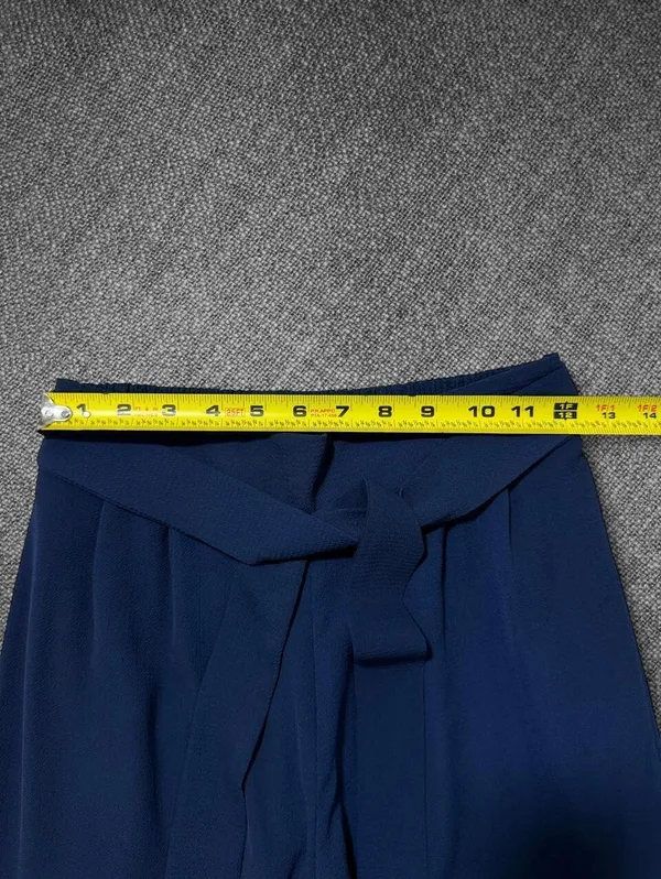 Papaya Navy Blue High Waist Wide Leg Tie Waist Pants - Image 6