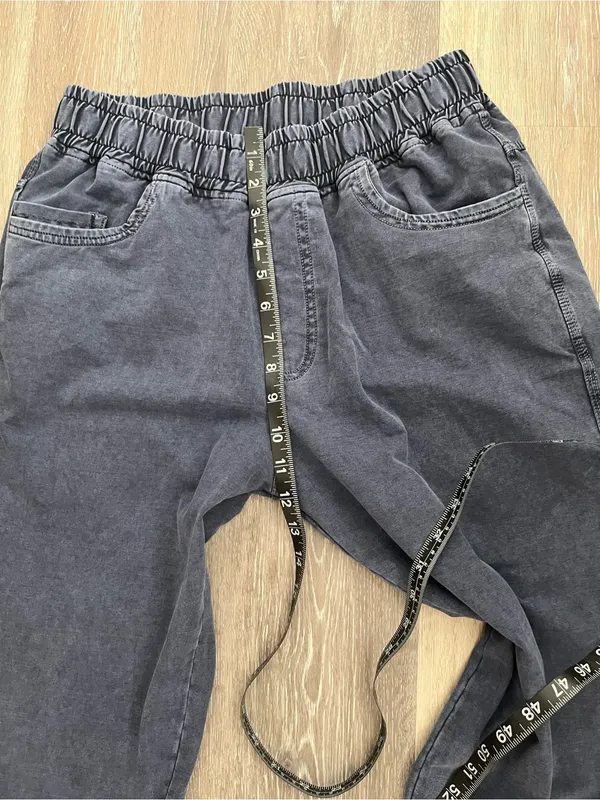Zara Womens XL Jogger Charcoal Gray Washed Denim Pull On Straight Leg Jeans - Image 10