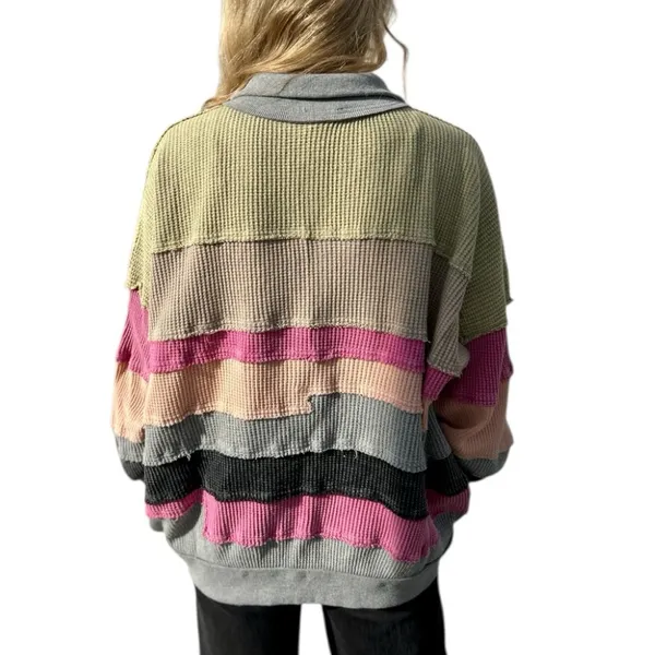 Oli & Hali colorblock thermal knit Sage combo Size Large - Image 3