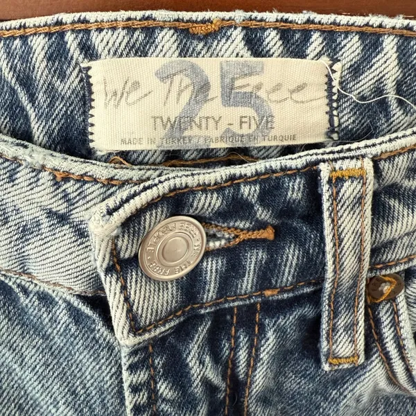 Free People We The Free My Own Lane Straight‎ Jeans Acid Wash Distressed Size 25 - Image 8