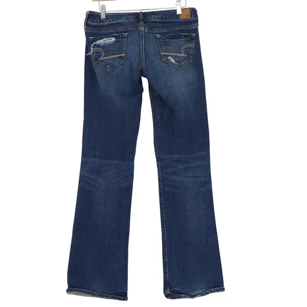American Eagle Outfitters Jeans Womens 4L Blue Stretch Distressed Straight Leg - Image 5
