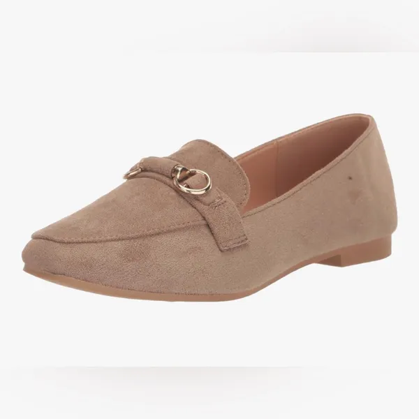 NEW YOKI Tan Faux Suede Loafer Flat 8 - Image 3