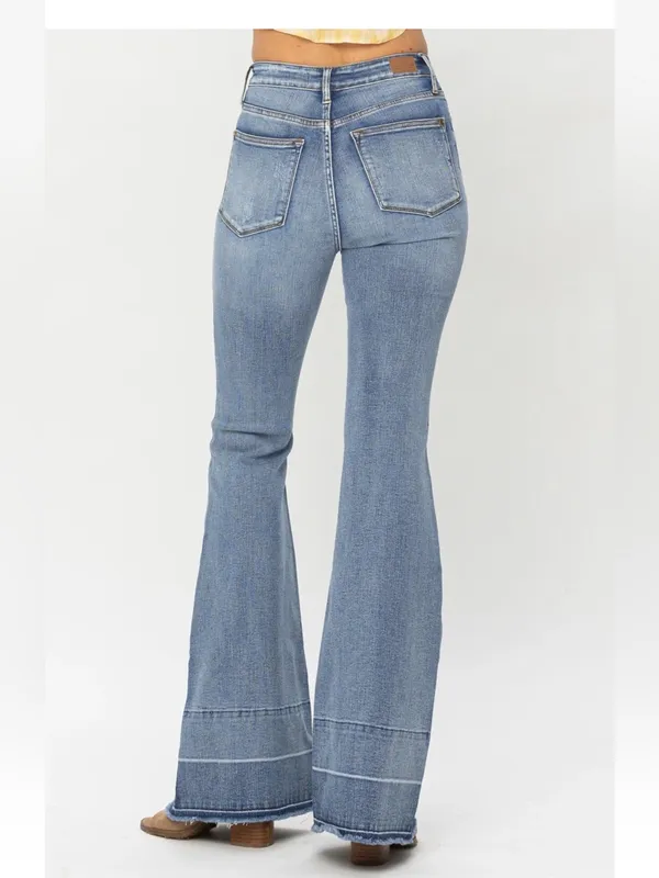 Judy Blue High Waist Tummy Control Release Hem Flare Jeans size 9/29 tall - Image 2