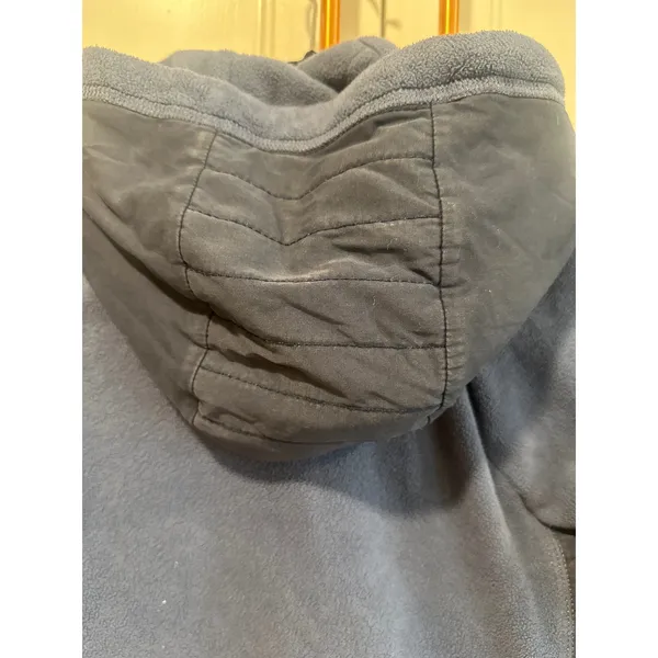 Abercrombie & Fitch Blue Full Zip Fleece Hoodie Quilted Panels Thumbholes Small - Image 7