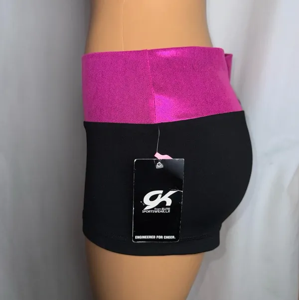 Pink and black glitter athletic cheer shorts - Image 3
