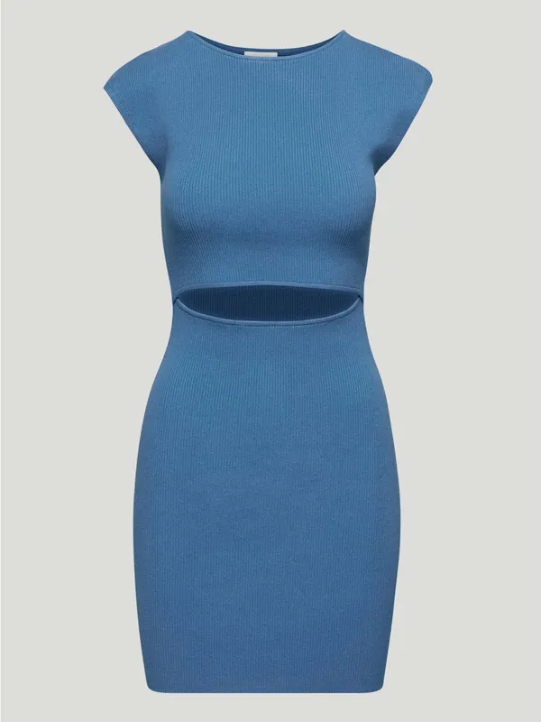 Wilfred Free Cut Out Knit Mini Dress Blue - Image 3