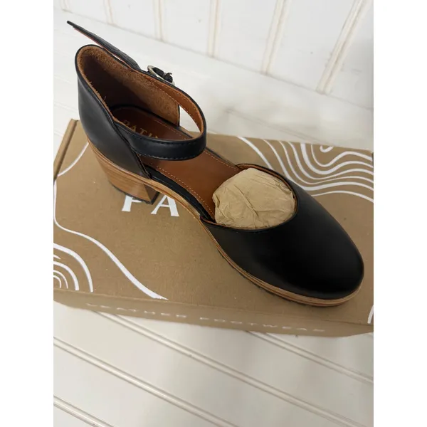 Portland Leather Patina Heeled Mary Jane Black Leather Block Heel Shoes Sz 8 NEW - Image 7