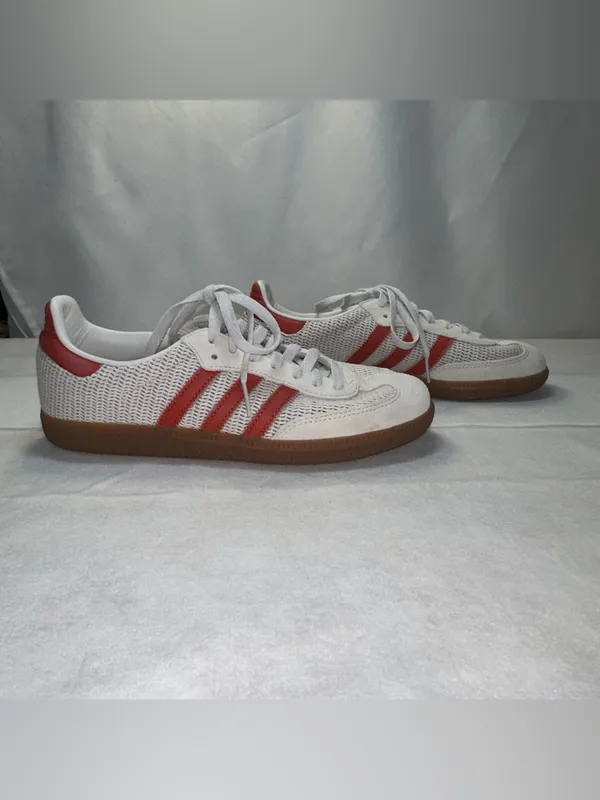 Adidas Originals Men's Samba OG Crystal White Preloved Red Mens 6.5 Womens 7.5 - Image 3