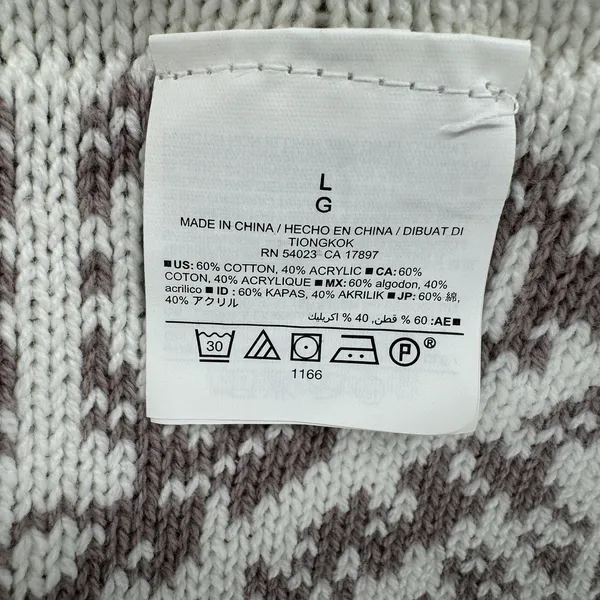 Old Navy Long Cardigan Women L Taupe Cream Geometric Waterfall Open Front Boho - Image 8