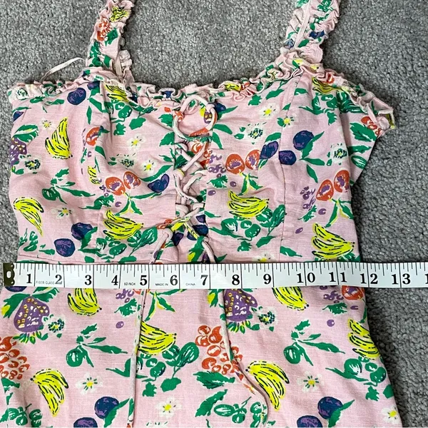 Urban Outfitters Womens Pink Fruit Print Lace Up Mini Babydoll‎ Dress Size XS - Image 11