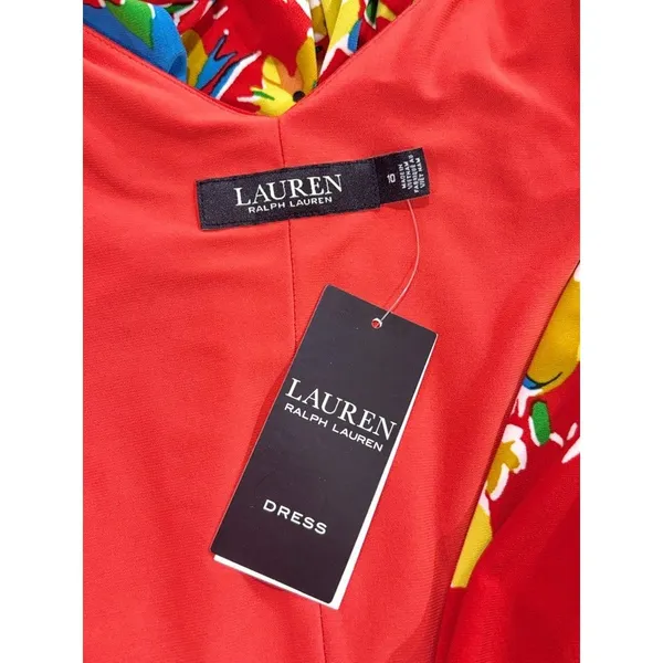 NWT LRL Ralph Lauren Womens Dress Red Floral Jersey Maxi V Neck Sundress Size 10 - Image 10