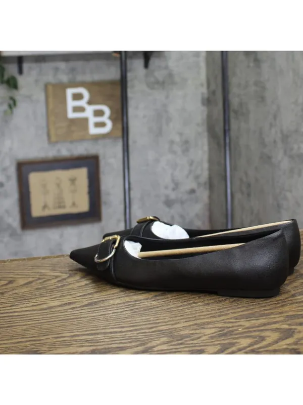 NWT A New Day Valentina Pointed Toe Buckle Ballet Flats 94462480 Black 7.5M - Image 3