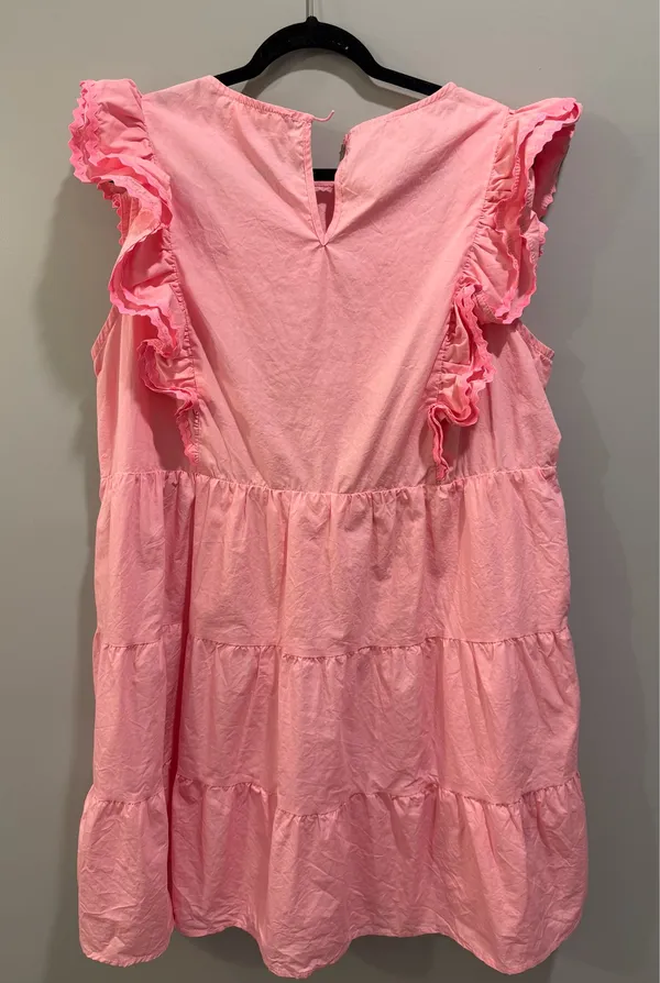 Fantastic Fawn Ruffle Detail Ric Rac Trim Tiered Dress Pink - Image 2