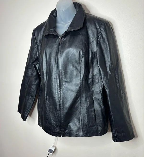 East 5th Genuine Leather Y2K Vintage Black Zip Up Jacket Coat size XL - Image 2