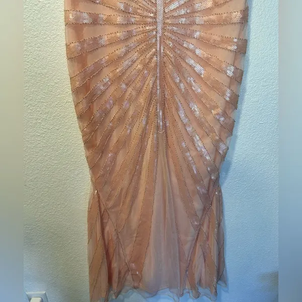 Elegant Peach Evening Gown Pink Size L - Image 8