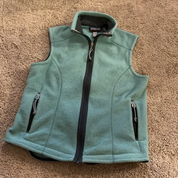 Patagonia fleece vest green blue teal gray small - Image 2