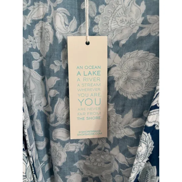 NWT Shore Womens M Blue White Paisley‎ Romper Tie Ruffle Beachy Resort Travel - Image 5