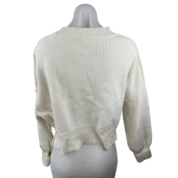 Free People Easy Street White Mock Neck Long Sleeve Crop Pullover Sweater Top XS - Image 2