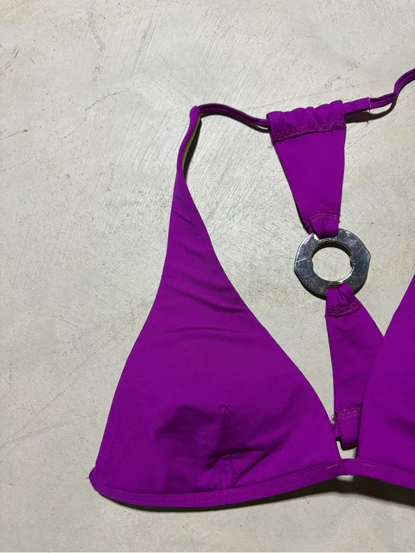 Victoria’s secret swim Purple Triangle Halter Bikini Top with Center Ring medium - Image 2