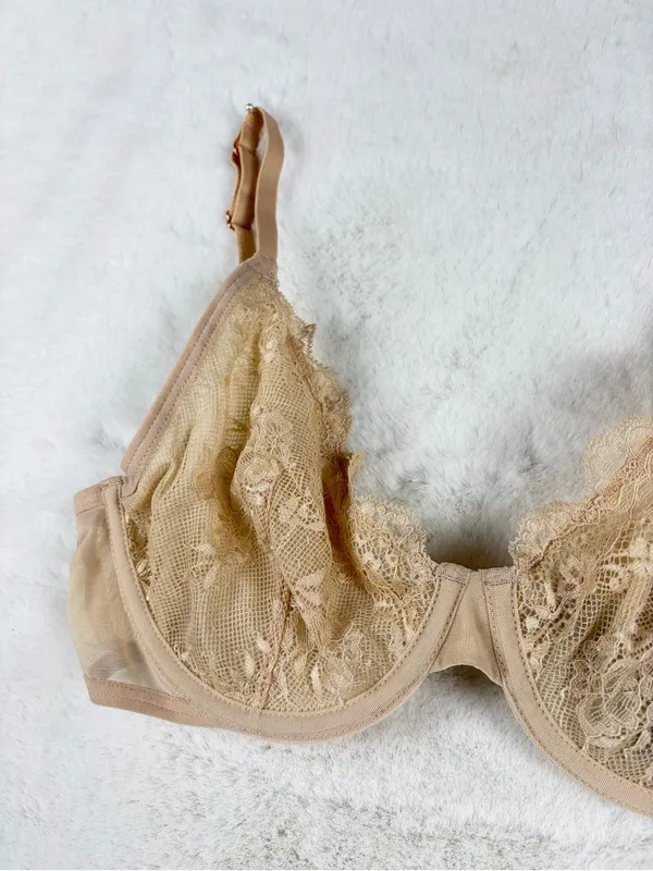 INC International Concepts Beige Lace Underwire Apex Bra SMALL - Image 2