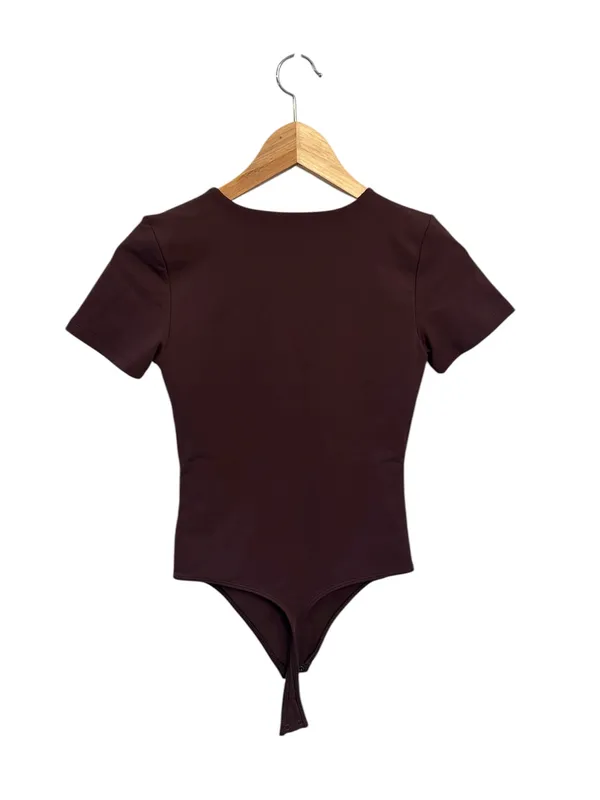 Aritzia Babaton ContourWomen's Brown Crewneck Short Sleeve Bodysuit Sz S - Image 3