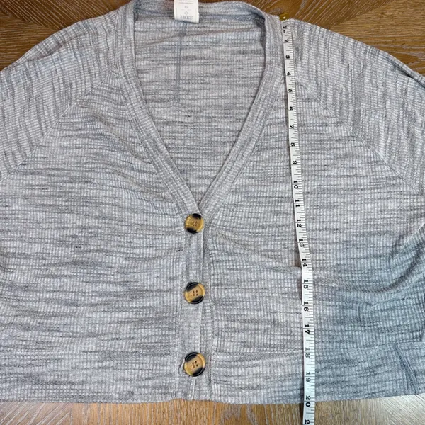 Free‎ People We The Free Ribbed Knit Cropped Button Front Cardigan Gray Small - Image 8