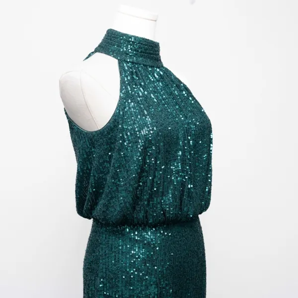 Eliza J Sequin Emerald Mock Neck Cocktail Dress‎ - Image 9