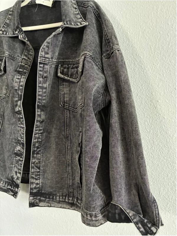 Women's Savanna Jane Black Acid Wash Denim Jacket Size 1X - Image 2
