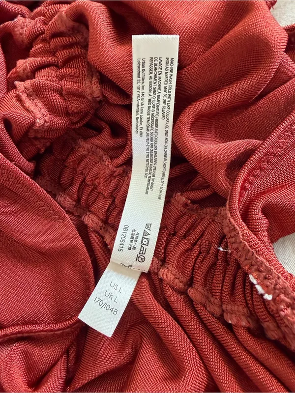 Free People Meant to Be Ruched Bodysuit Rust Red Size Large - Image 9