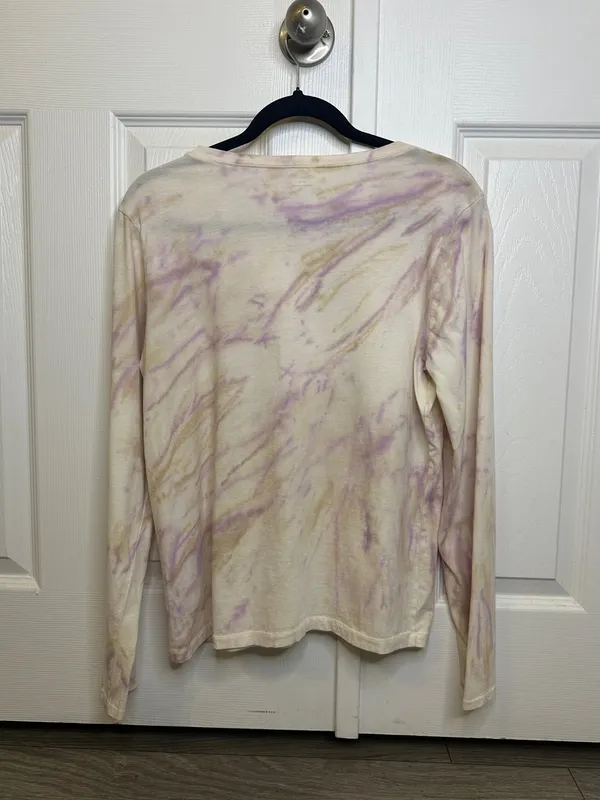 Madewell Tie Dye Long Sleeve Shirt | Purple, Tan, Cream | Casual Top | Size L - Image 5
