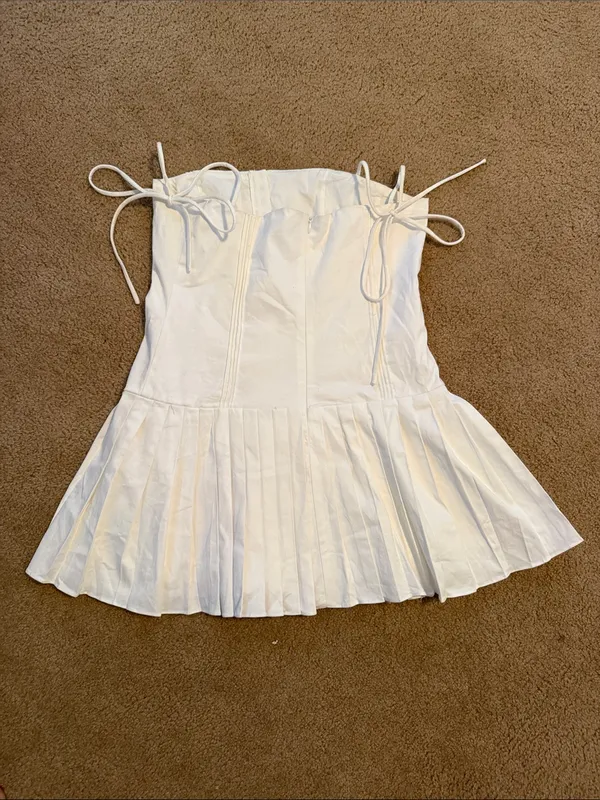 Edikted White Perri Pleated Corset Mini Dress - Image 5