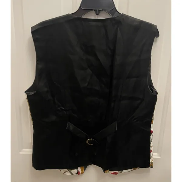 Vintage Equestrian Print Vest Academia Preppy Derby Heritage‎ Gold Button Womens - Image 5