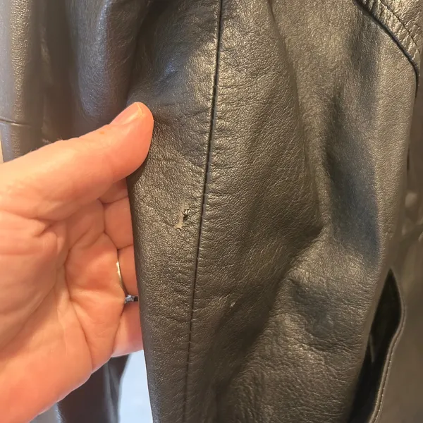 VTG General Clothing‎ Company Ltd Black Leather Jacket WomenscL 80's Oversized - Image 5
