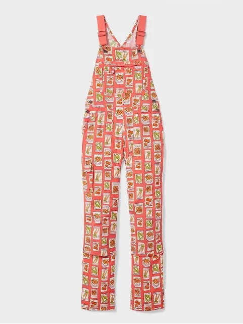 DULUTH TRADING Heirloom Gardening Bib Overalls Coral Seed Packets Size 3X Veggie - Image 2