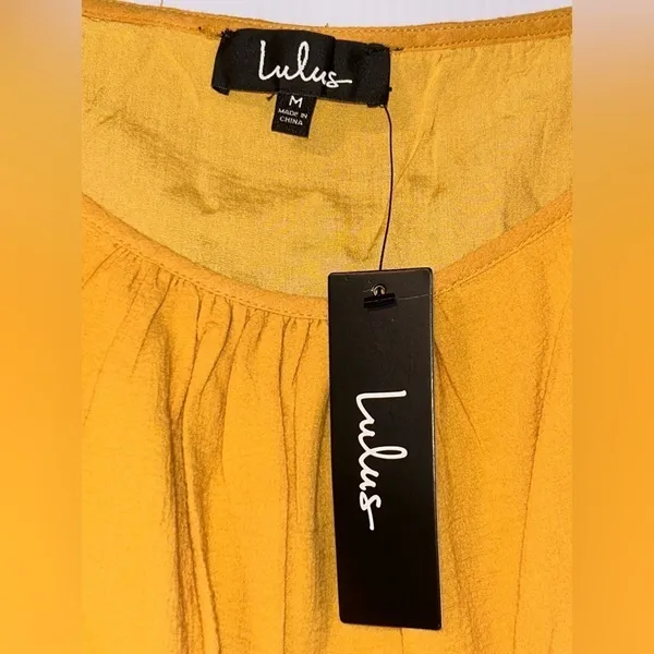 Lulus Mustard Yellow 100% Cotton Flowy/Gauzy Lightweight Mini Dress - Size M NWT - Image 3