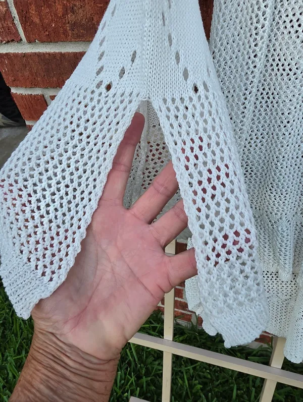 White Crochet Knit Swim Coverup Small - Image 5