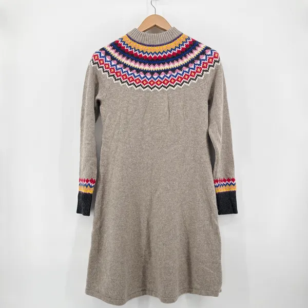 Boden Millie Fair Isle Wool Blend Knit Sweater‎ Dress Beige US 10L Soft Alpaca - Image 7