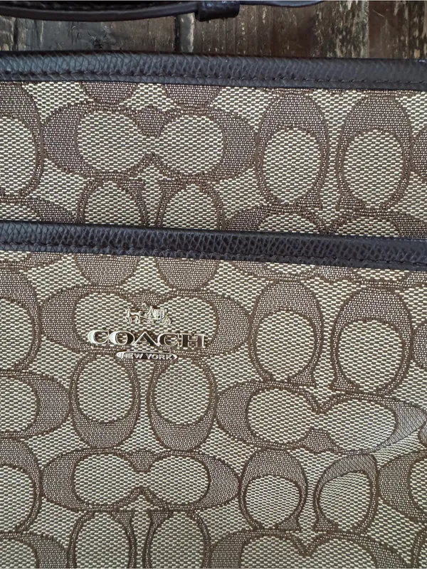 Coach Brown Signature Jacquard Crossbody Bag - Image 2