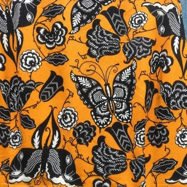 Anthropologie Yessica Women Gray Butterfly Print Yellow Midi Dress XS v6x - Image 3