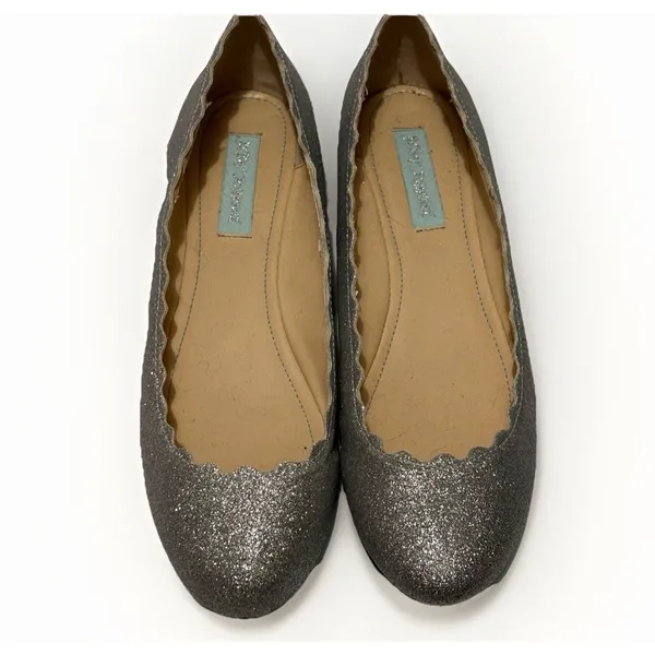 Betsey Johnson SB Dance Glitter Flats Silver Size 9 Blue Sole EUC Bride Wedding - Image 6