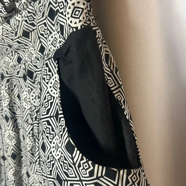 Rhapsody Geometric Bohemian Mini Dress Size L Smocked Boho Chic - Image 4