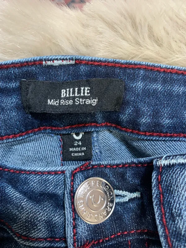 True Religion Womens Billie Mid Rise Straight Jeans 24 - Image 3