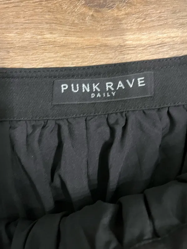 Black Lace-Up Tulle Mini Skirt with Utility Flap Details - Image 2