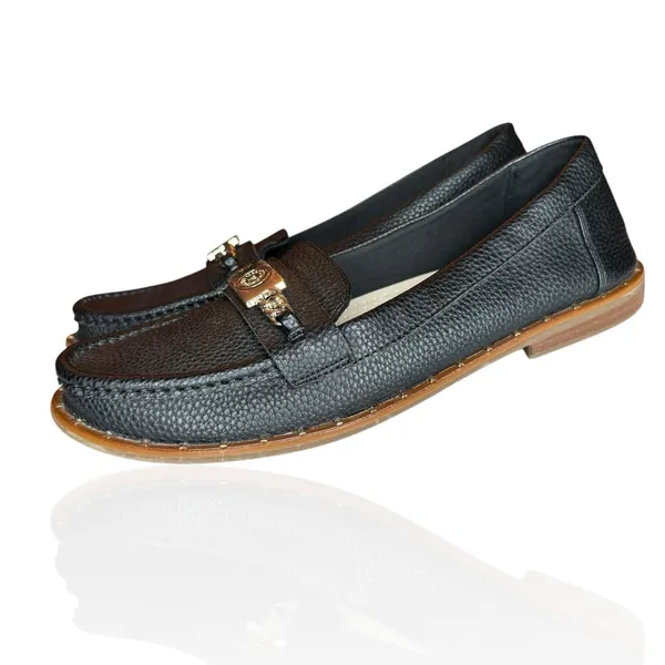 Anne Klein iFlex Nicola Size 9.5M‎ Shoes Black Gold Vegan Comfort Career Loafers - Image 4