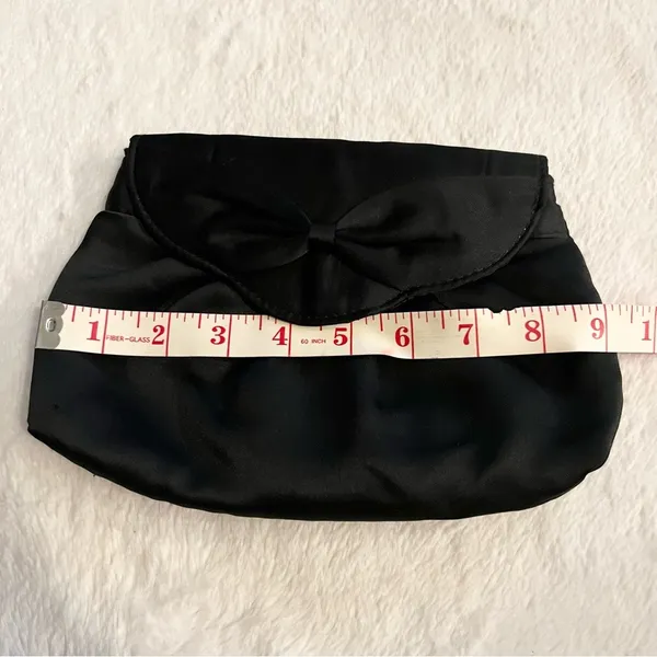Vintage Black Satin Elegant Clutch Evening Bag - Image 4