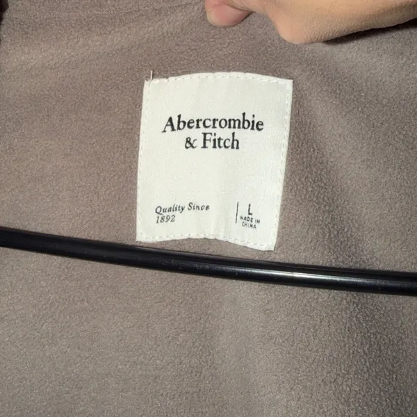 Abercrombie & Fitch Fuzzy Fleece Jacket‎ Full Zip Mock Neck Gray Women's L - Image 5